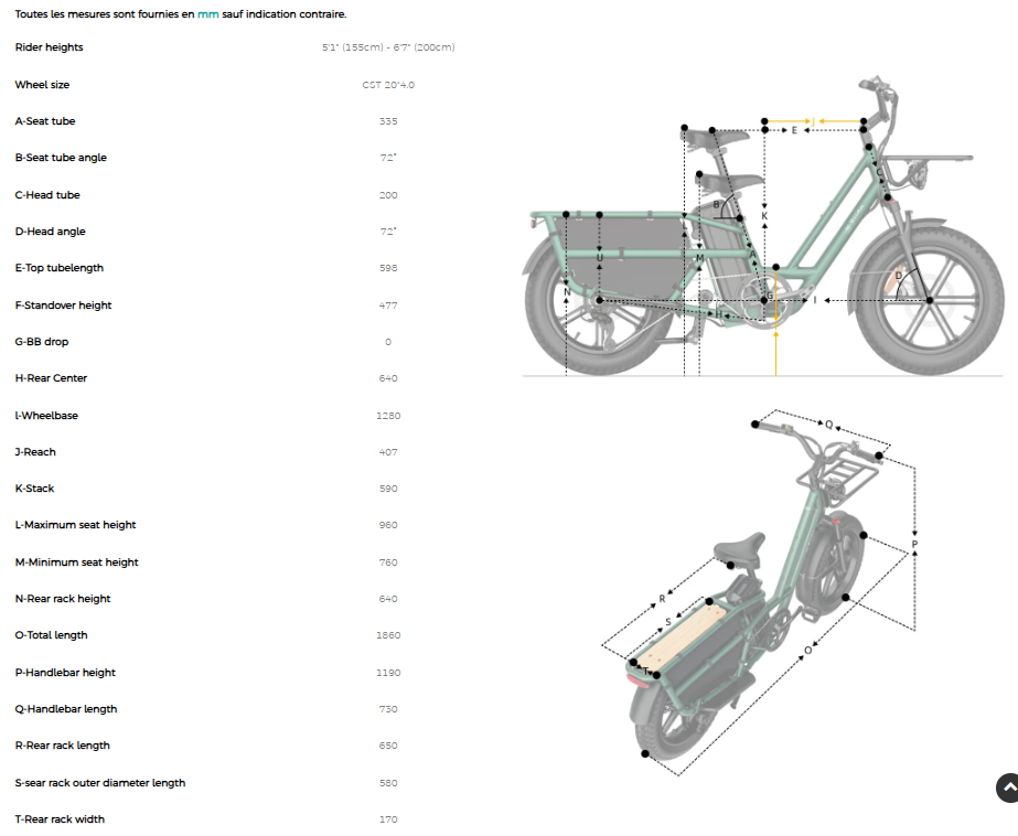 Vélo électrique Cargo Longtail | Fiido T2 2025 | 750 W | V‑max 25 km/h | Autonomie 110 km - Urban Bikes
