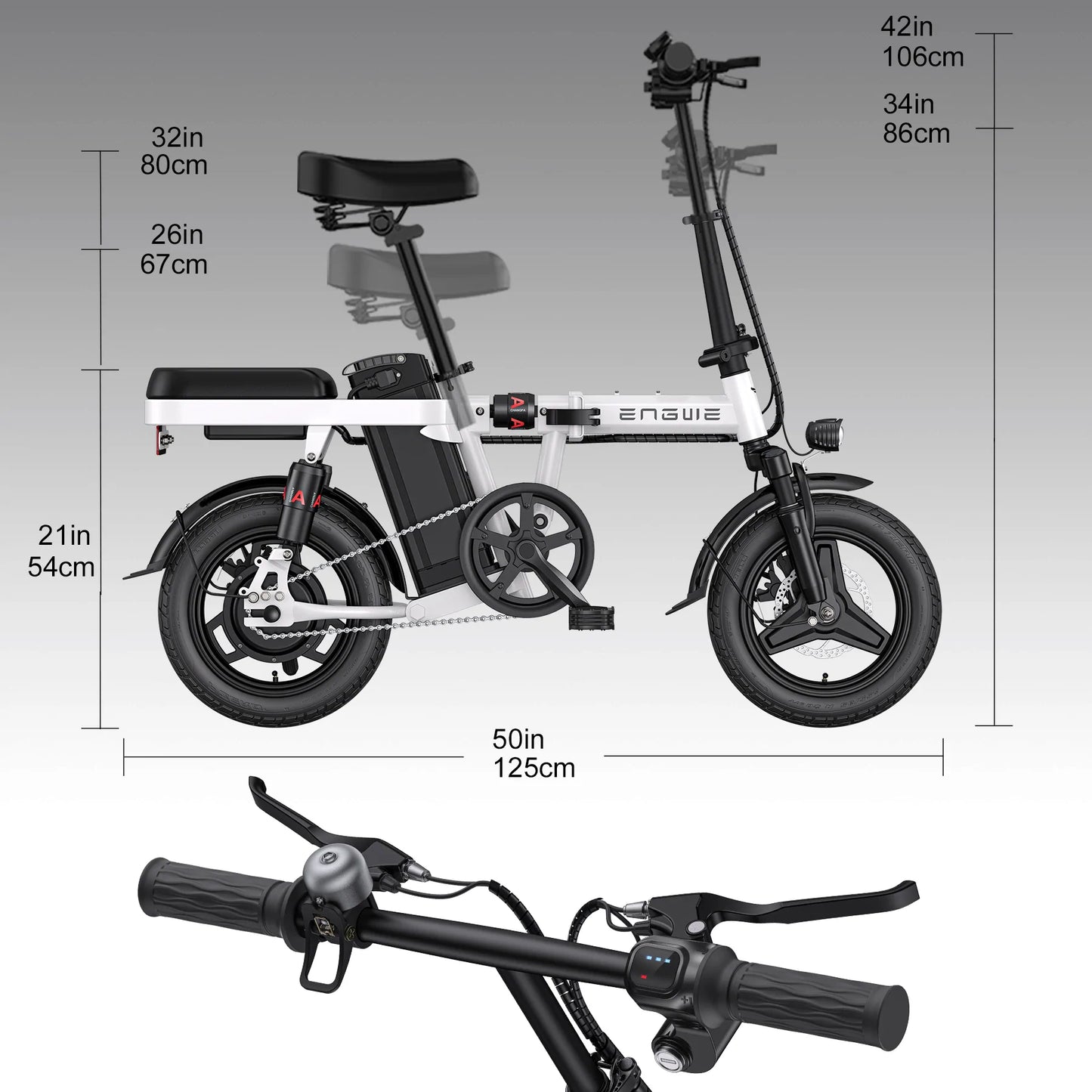 Vélo électrique | Engwe T14 | 250 W | V-max 25 km/h | Autonomie 80 km - Urban Bikes