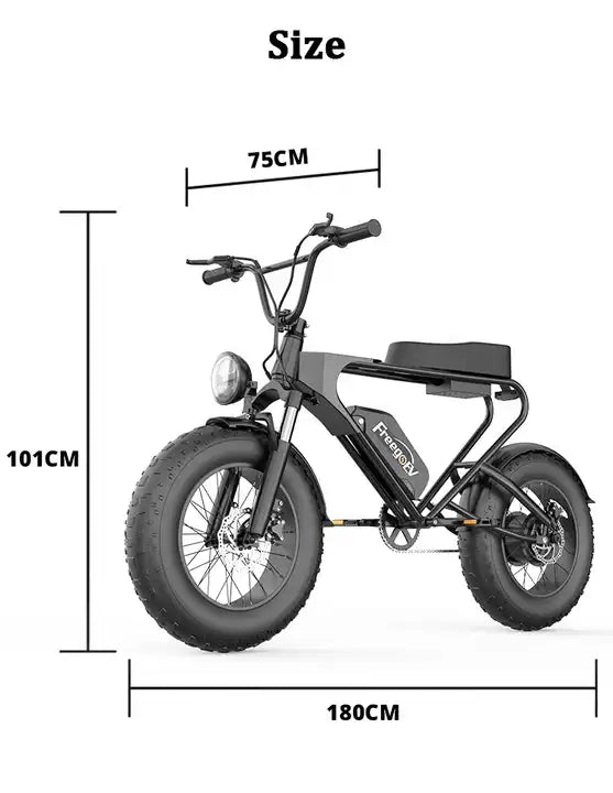 Vélo électrique Fatbike | FREEGO DK 200 | 1200 W | V-max 25 km/h | Autonomie 65 km