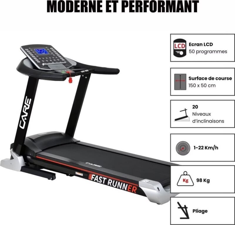 Tapis de course connecté - 22km/h - CARE - FAST RUNNER - KINOMAP – Image 4