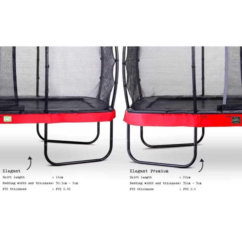 Trampoline EXIT Elegant Premium 214x366cm avec filet de sécurité Deluxe - rouge – Image 4