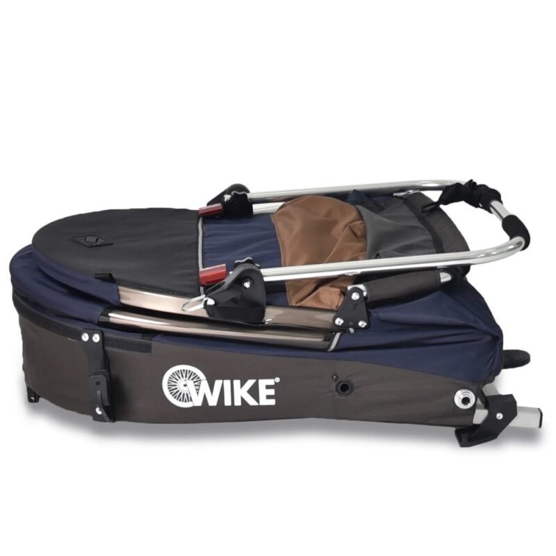 Wike Remorque Vélo pour 2 Enfants - Premium Double - Poussette et Kit de Jogging inclus - marine/marron – Image 2